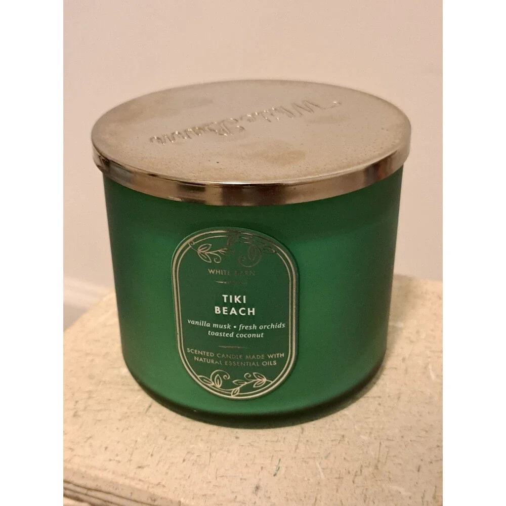 White Barn Tiki Beach Vanilla Musk Fresh Orchid Toasted Coconut 3 Wick Candle - Picture 2 of 5